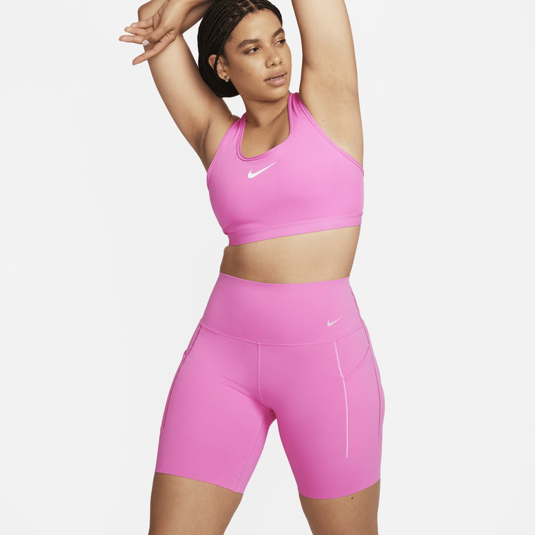 Damskie kolarki 20,5 cm z wysokim stanem i kieszeniami zapewniające średnie wsparcie Nike Universa - Różowy