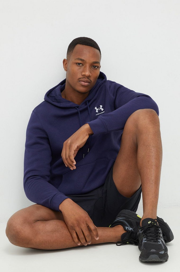 Under Armour bluza męska kolor granatowy z kapturem z aplikacją 1373880