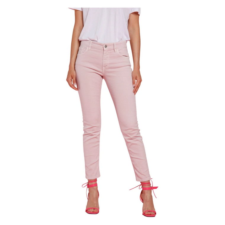 Spodnie slim-fit w jasnoszarym i różowym kolorze Mason's