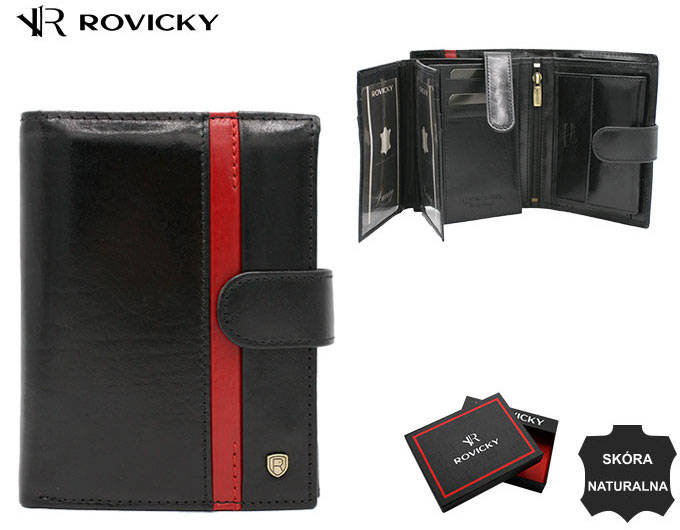Duży, skórzany portfel męski z systemem RFID - Rovicky