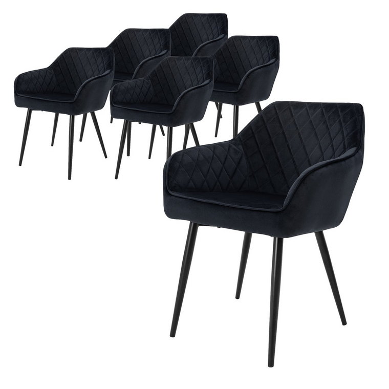 Zestaw 6 krzeseł do jadalni aksamitne krzesła do salonu krzesła tapicerowane czarny