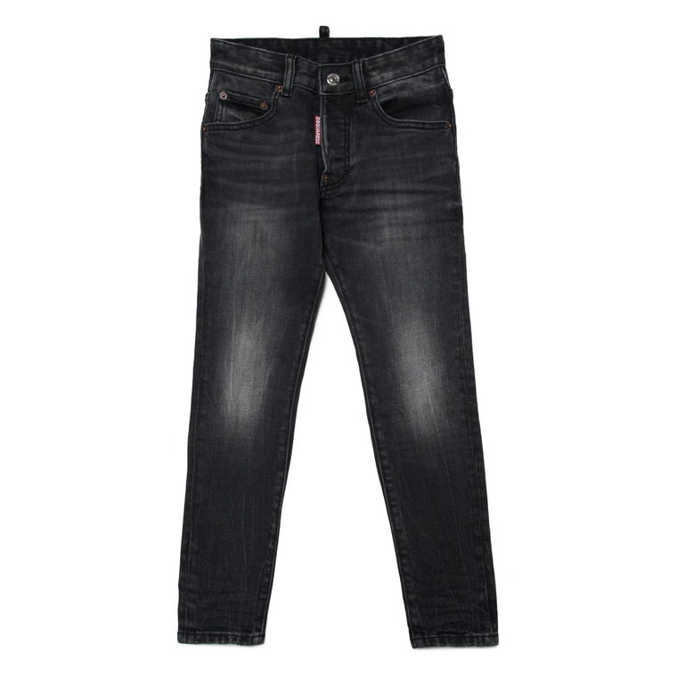 Czarne wąskie jeansy z cieniem - Skater Dsquared2