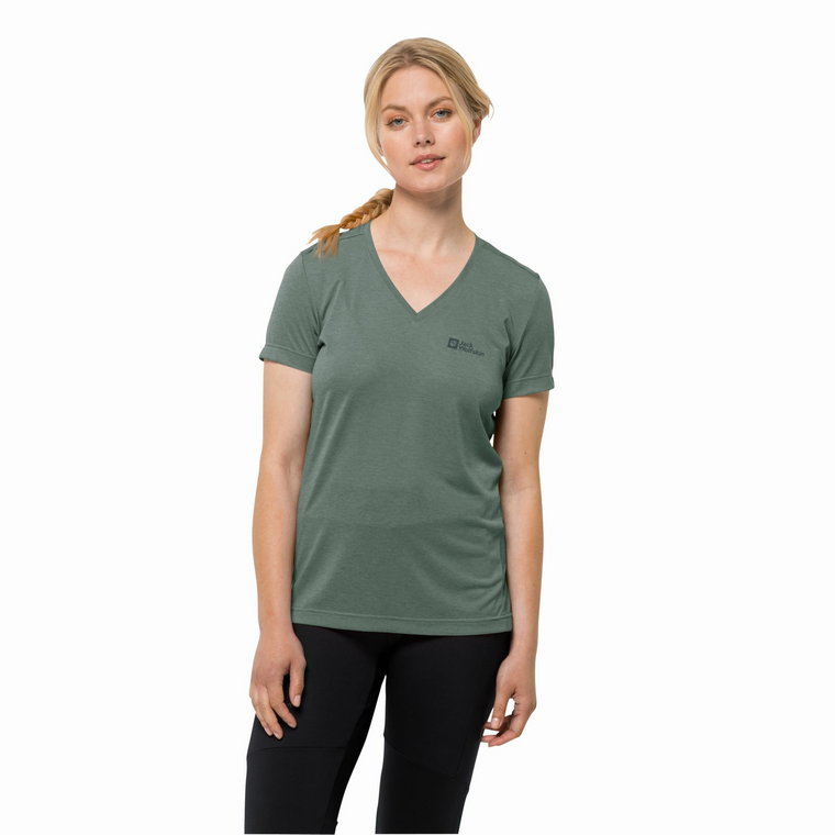 T-shirt damski Jack Wolfskin CROSSTRAIL T WOMEN hedge green - XS