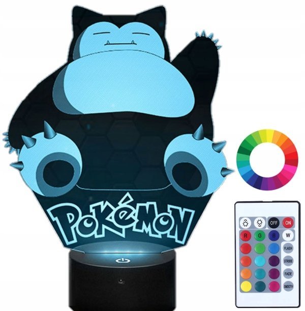 Lampka Nocna Z Imieniem Pokemon Snorlax 3D Led