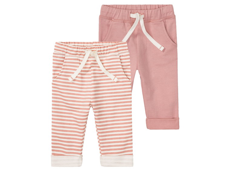 lupilu Spodnie niemowlęce dla dziewczynki z bawełny organicznej, 2 pary (62/68, Różowy)