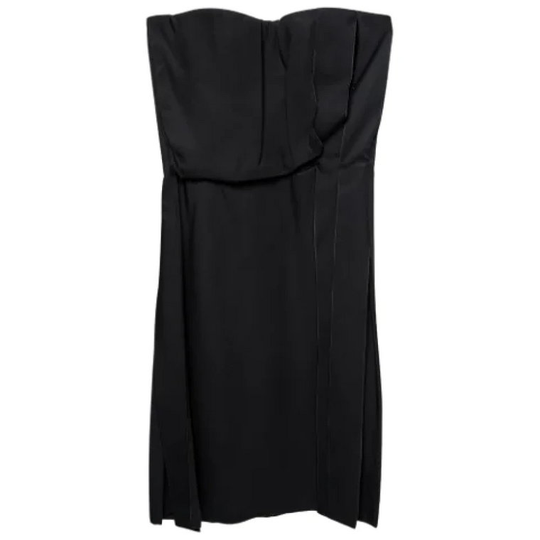Odważna czarna sukienka z wiskozy Bottega Veneta Vintage