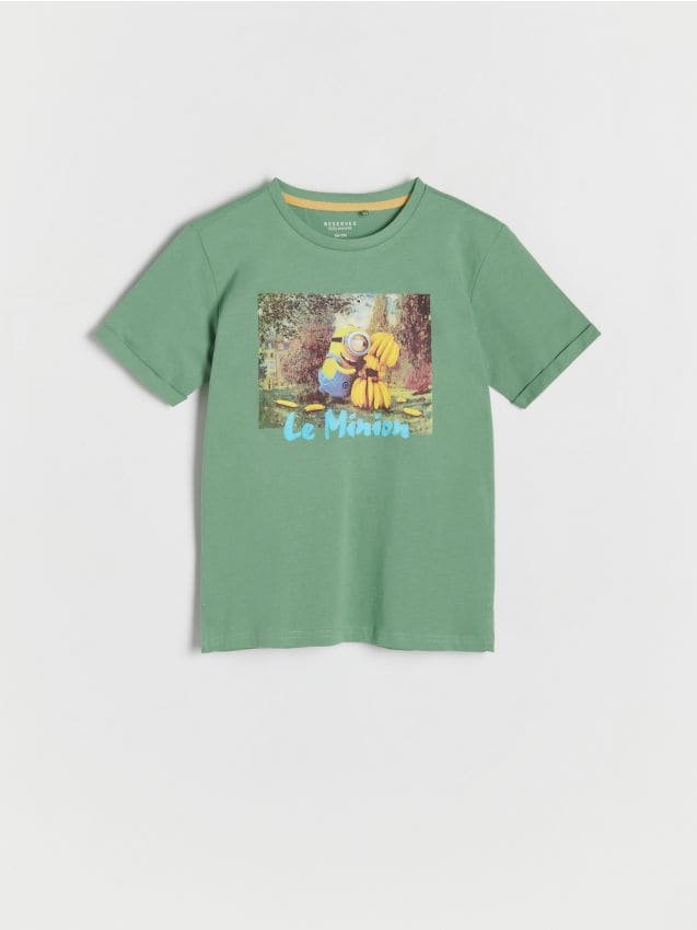 Reserved - T-shirt oversize Minionki - zielony