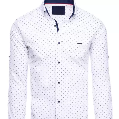 Koszula męska we wzory biała Dstreet DX2206 Dstreet