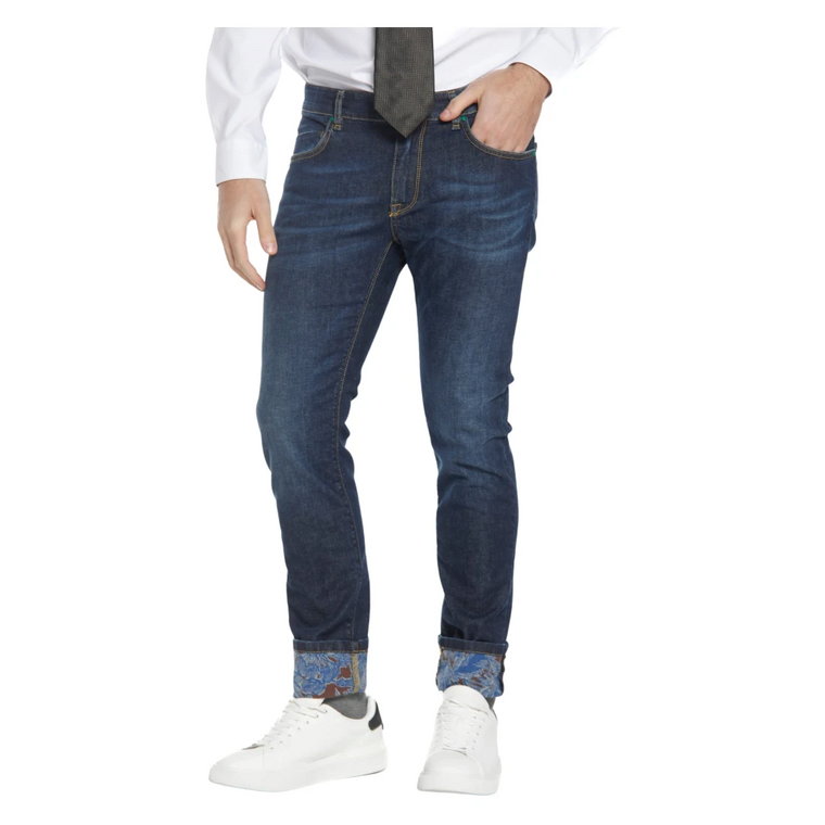 Niebieskie Spodnie Slim Fit z Wzorami Mason's