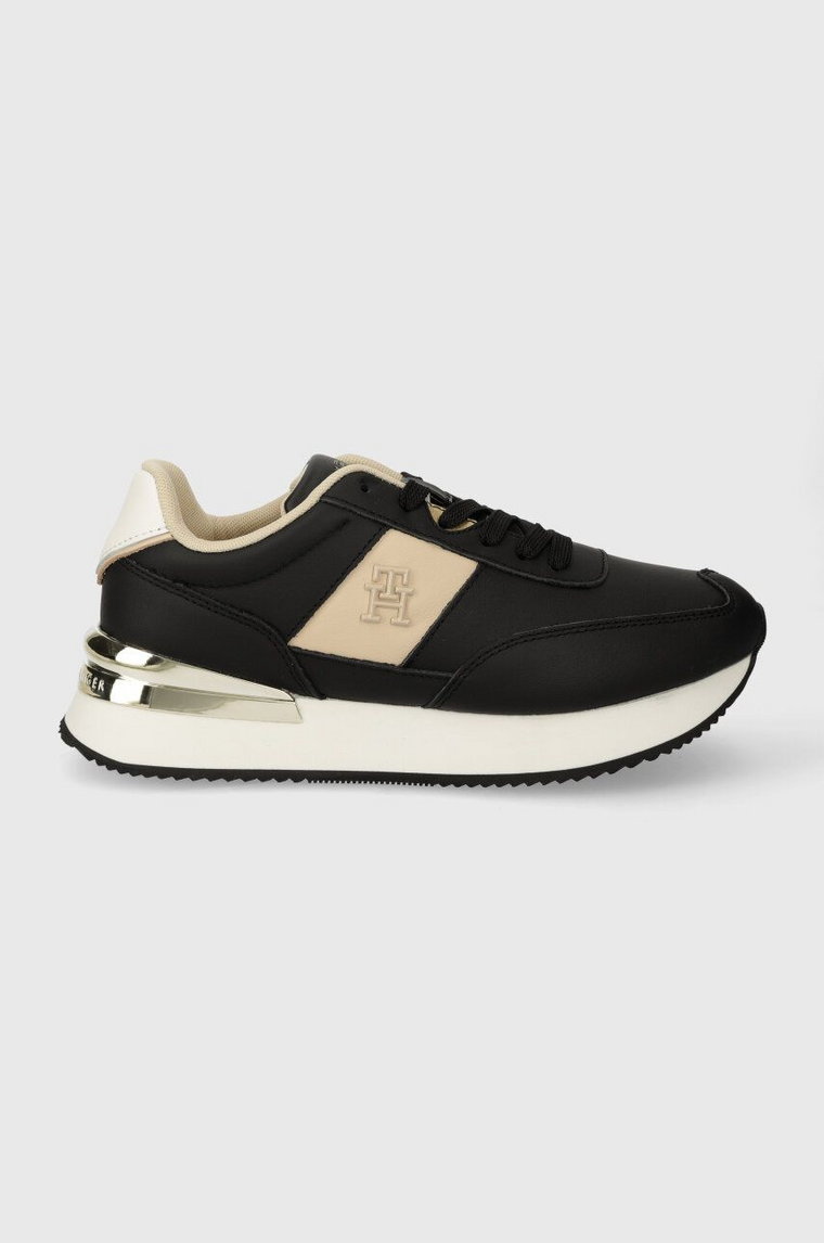 Tommy Hilfiger sneakersy skórzane TH ELEVATED FEMININE RUNNER HW kolor czarny FW0FW07830