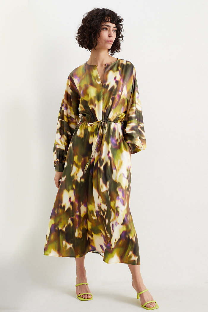 C&A Sukienka fit & flare-ze wzorem, Zielony, Rozmiar: 34