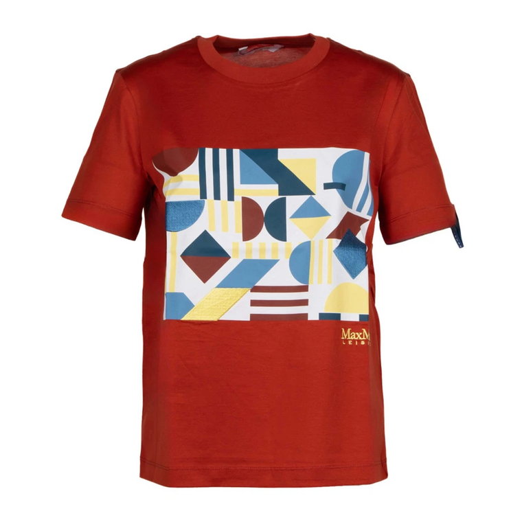 Geometryczny Wzór Ruda Bawełniana Koszulka Max Mara