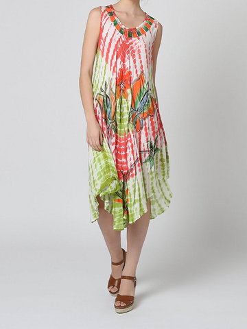 LOS OJO Sukienka w kolorze koralowym ze wzorem