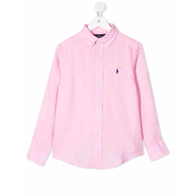 Różowa lniana koszula z guzikami dla chłopców Ralph Lauren