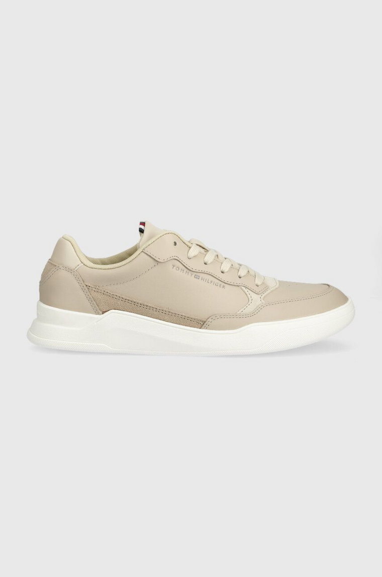 Tommy Hilfiger sneakersy skórzane ELEVATED CUPSOLE LEATHER kolor beżowy FM0FM04490