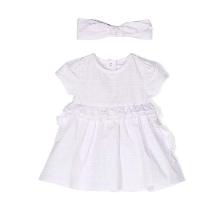 Różowy zestaw dla niemowląt z sukienką i opaską Givenchy