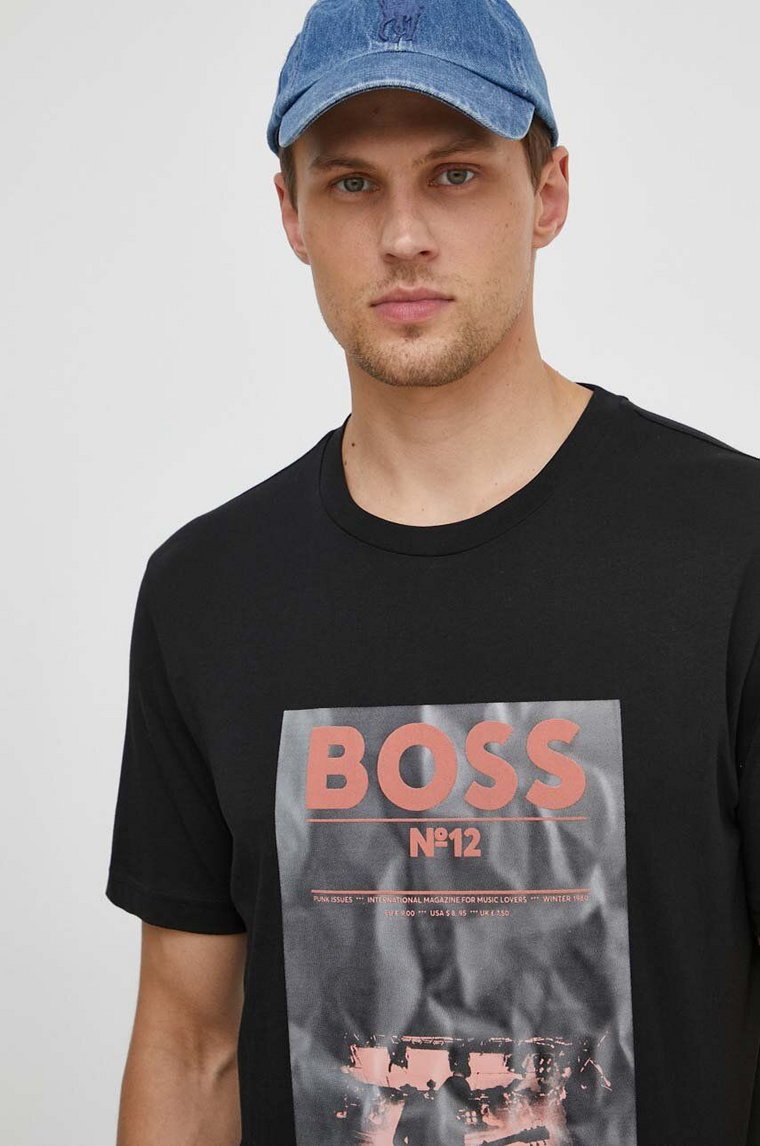 Boss Orange t-shirt bawełniany męski kolor czarny z aplikacją 50515829