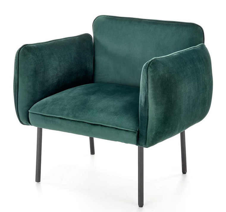 Zielony welurowy fotel wypoczynkowy - Ernes