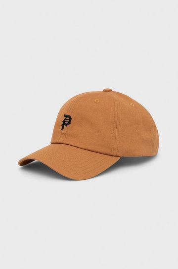 Primitive czapka z daszkiem bawełniana kolor brązowy z aplikacją