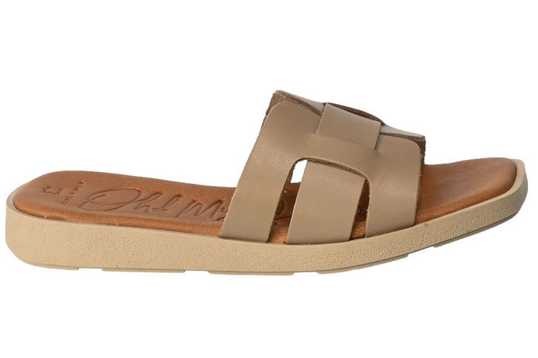 Klapki Oh My Sandals 5176 Taupe Beżowe Skórzane