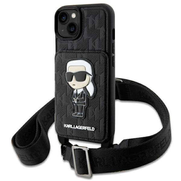 Karl Lagerfeld KLHCP14SCSAKHPKK iPhone 14 6.1" hardcase czarny/black Crossbody Saffiano Monogram Ikonik