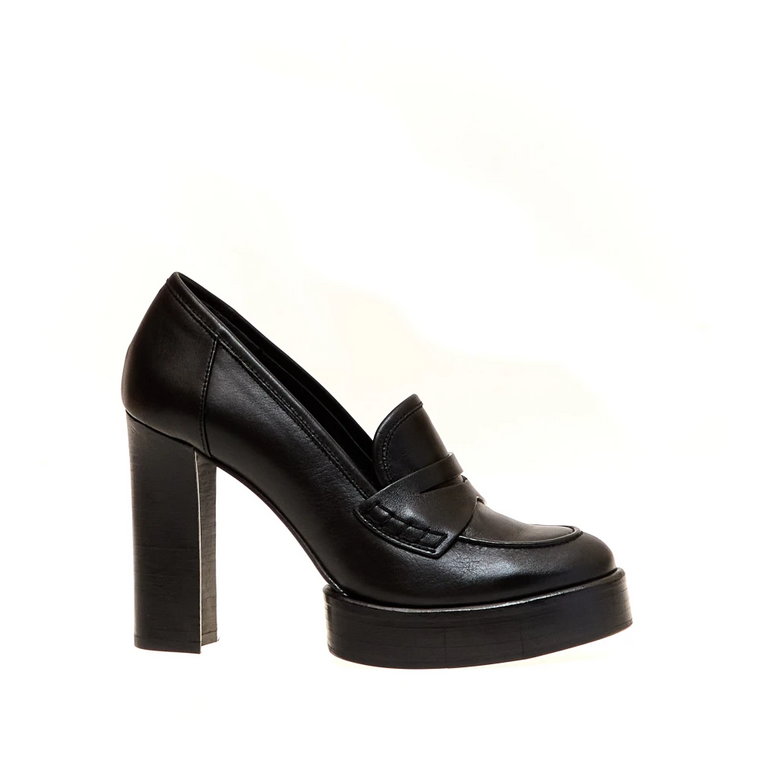 Czarna skórzana platforma loafer - rozmiar 36 Paloma Barceló