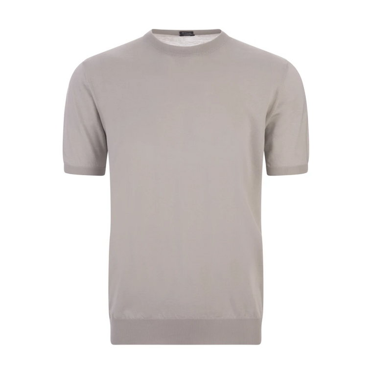 Szara Bawełniana Dzianinowa T-shirt z Okrągłym Dekoltem Kiton