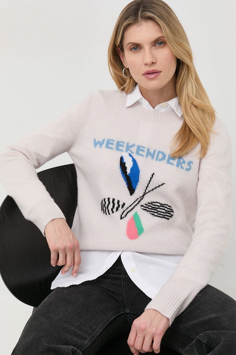 Weekend Max Mara sweter kaszmirowy damski kolor szary lekki