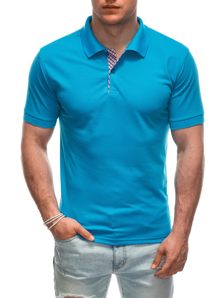 Koszulka męska Polo bez nadruku S1929 - niebieska
