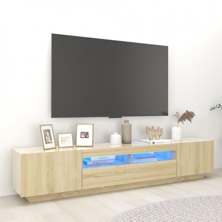 Szafka tv z oświetleniem led, dąb sonoma, 200x35x40 cm kod: V-3081909