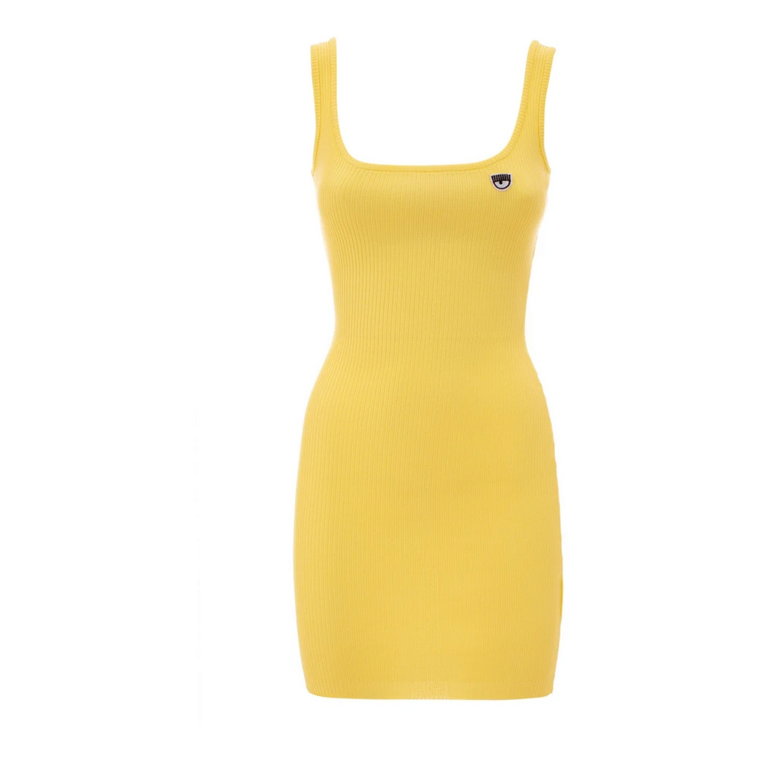 Żółta Mini Sukienka Sheath Chiara Ferragni Collection