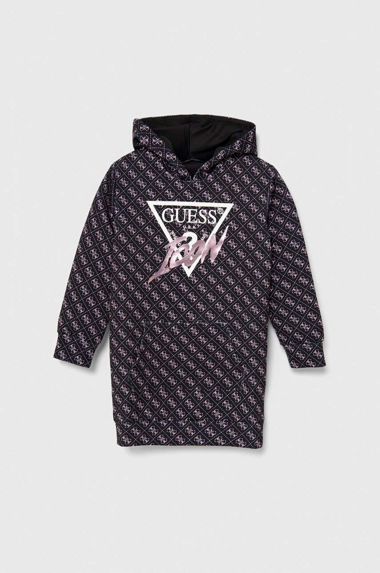 Guess sukienka dziecięca kolor czarny mini oversize