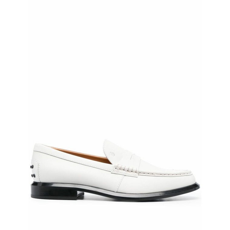 Białe skórzane penny loafers Tod's