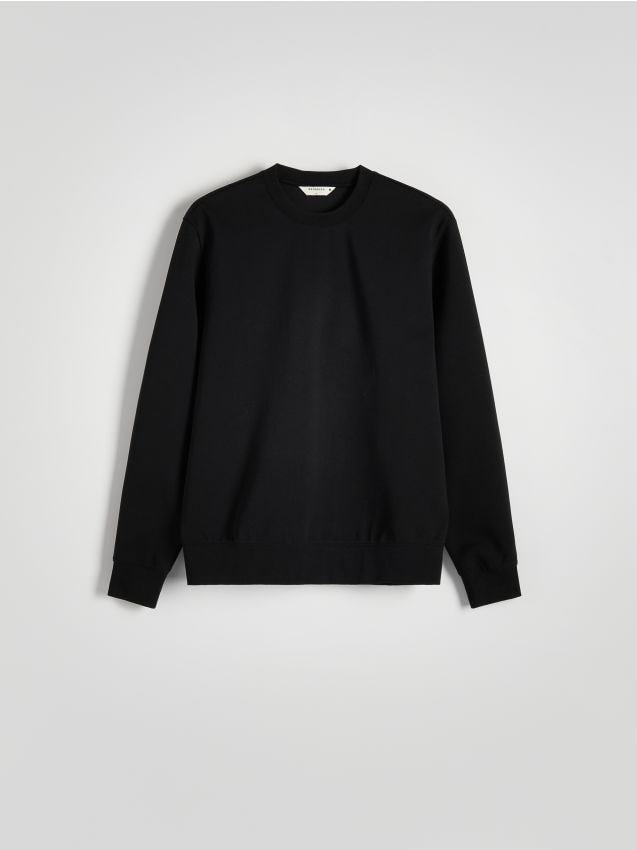 Reserved - Gładka bluza z bawełną - czarny