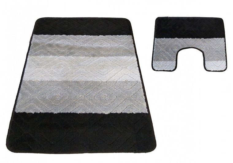 Czarne wzorzyste dywaniki łazienkowe - Herion 4X