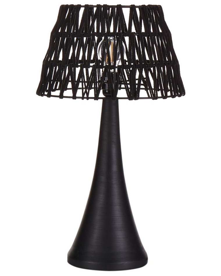 Lampa stołowa drewno mango czarna PELLEJAS