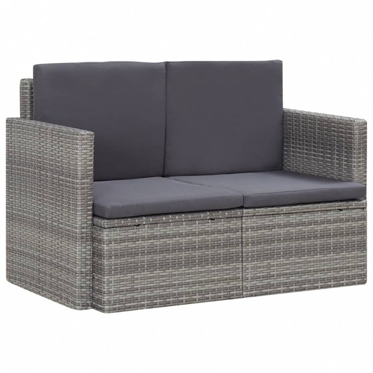 2-osobowa sofa ogrodowa z poduszkami, polirattan, szara kod: V-45783