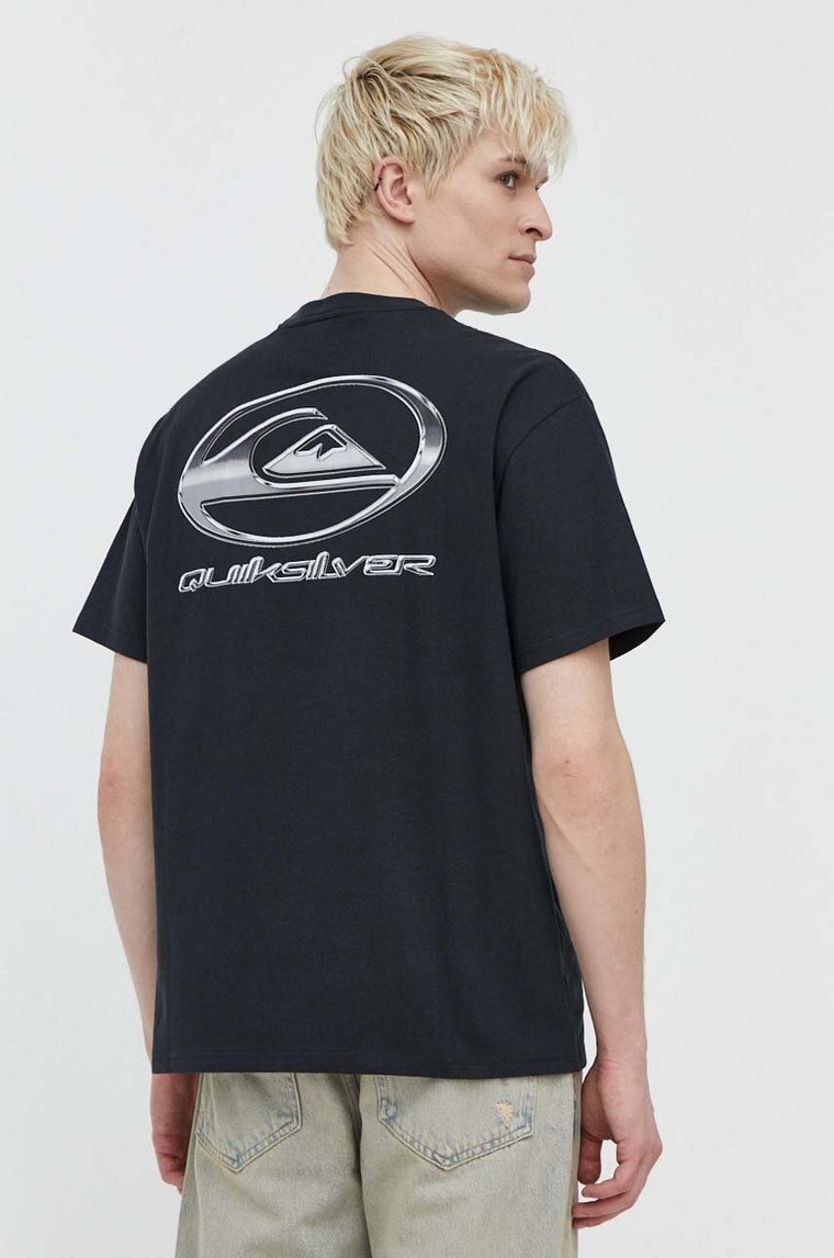 Quiksilver t-shirt bawełniany męski kolor czarny z nadrukiem