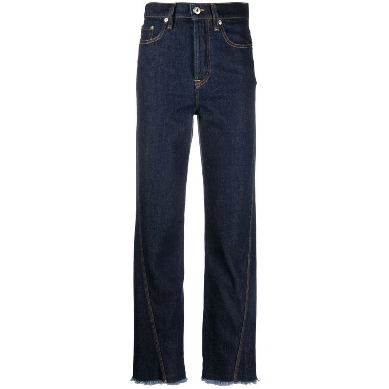 Navy Frayed-edge Straight-leg Jeans Lanvin