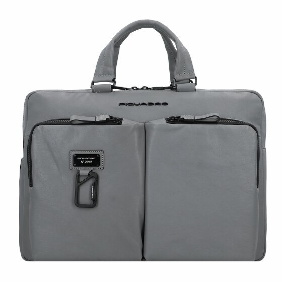 Piquadro Harper Briefcase Leather 40 cm Laptop Compartment grey