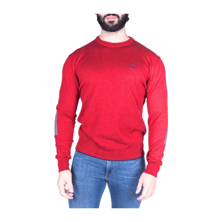 Czerwony Sweter z Bawełny z Haftowanym Logo La Martina