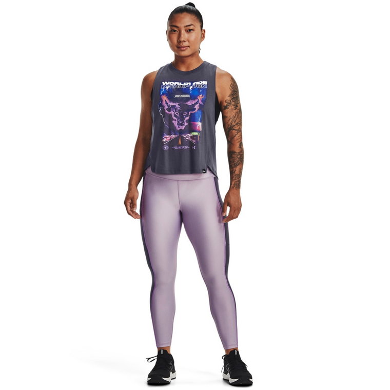 Damskie legginsy treningowe UNDER ARMOUR UA Project Rock HG Ankle Leggings - fioletowe