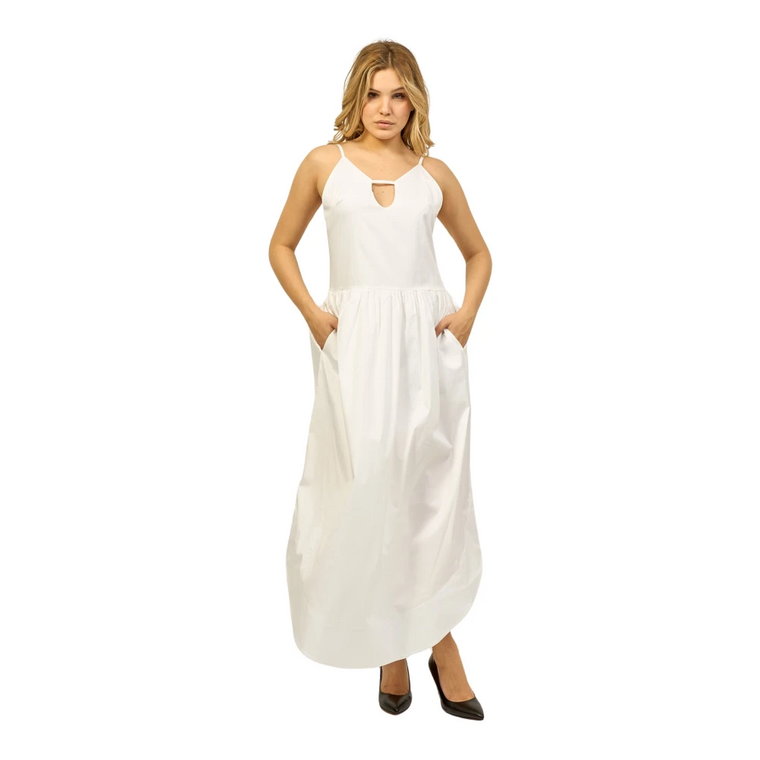 Biała Bawełniana Plisowana Sukienka Maxi Jijil
