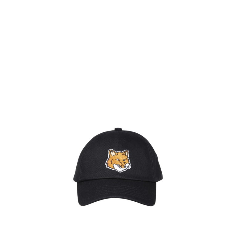 Czarna czapka z haftem Fox Head Maison Kitsuné