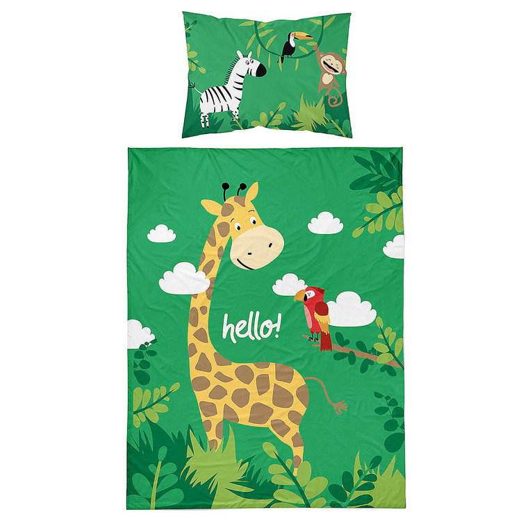 Pościel dziecięca 90 x 120 cm Mayamoo, żyrafa, zielona