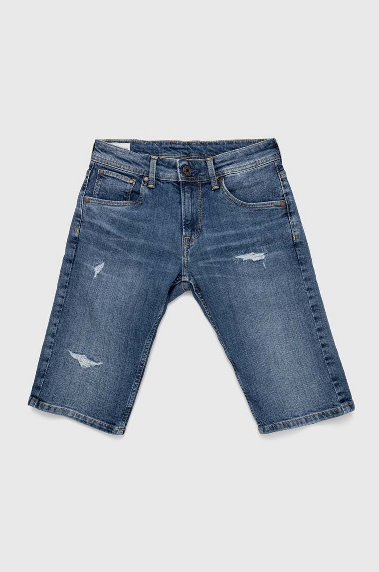 Pepe Jeans szorty jeansowe dziecięce Cashed Short Repair kolor niebieski regulowana talia