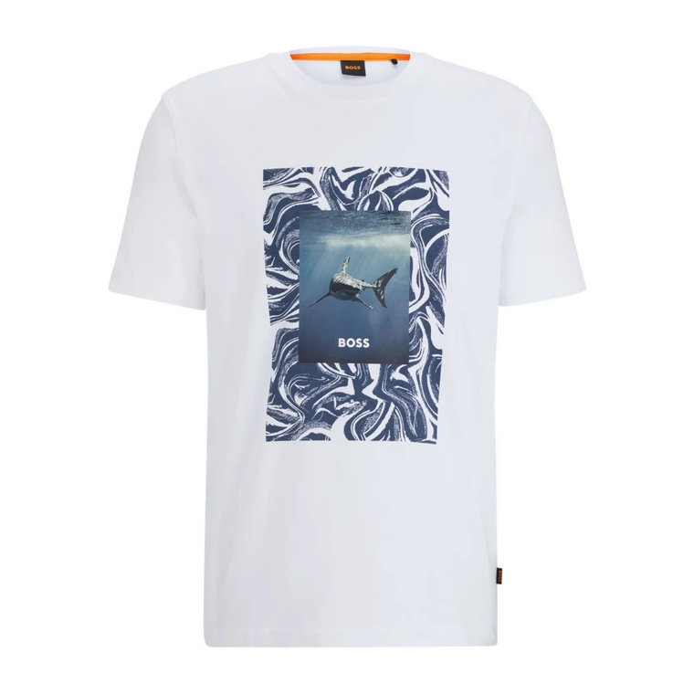 Pomarańczowy Tucan Graficzny T-shirt Hugo Boss