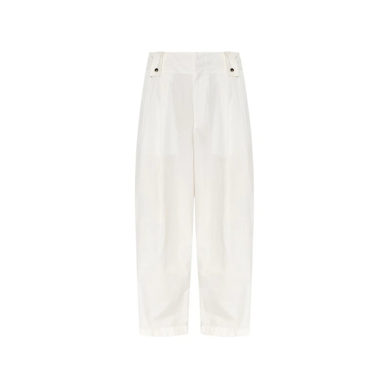 Białe spodnie z bawełny o zwężanych nogawkach Bottega Veneta