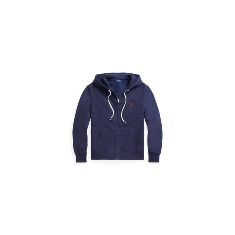 Navy Zip Polo Bluza z Kapturem - Rozmiar: M, Kolor: Navy Ralph Lauren