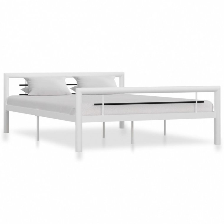 Rama łóżka, biało-czarna, metalowa, 160 x 200 cm kod: V-284548